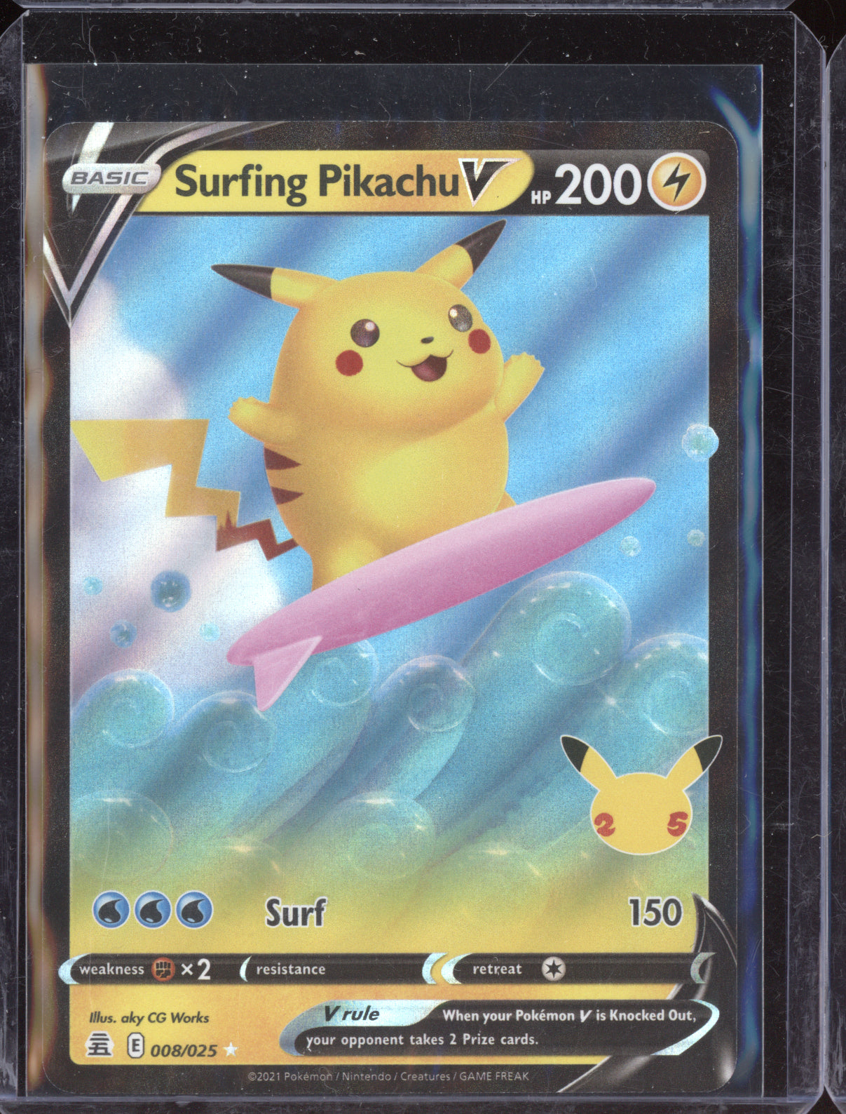 Surfing Pikachu V 2021 Pokemon Celebrations Holo Rare V 008/025