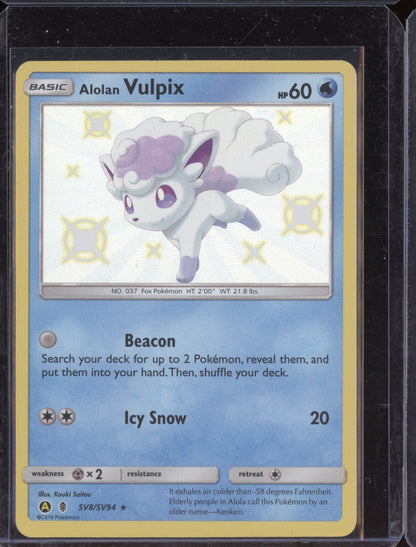 Alolan Vulpix 2019 Pokemon Hidden Fates Shiny Rare SV8/SV94