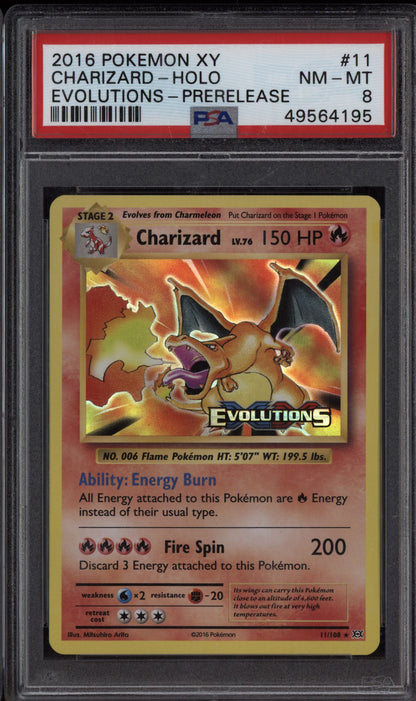 Charizard 2016 Pokemon XY Evolutions Holo Prerelease 11/108 PSA 8