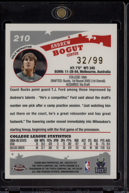 Andrew Bogut 2005-06 Topps Chrome Gold Refractor RC 32/99