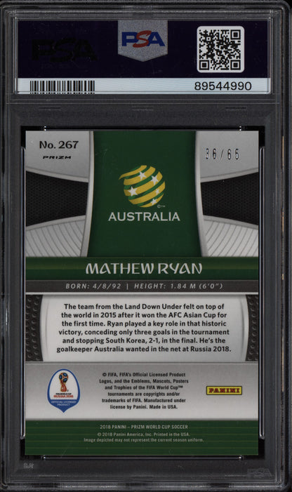 Mathew Ryan 2018 Panini Prizm World Cup Orange 36/65 PSA 10