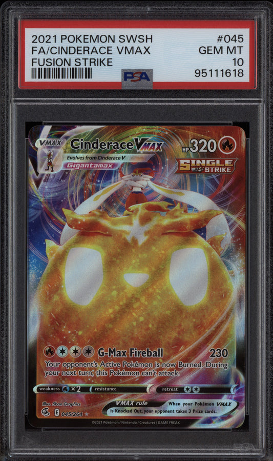 Cinderace Vmax 2021 Pokemon Fusion Strike Full Art 045/264 PSA 10