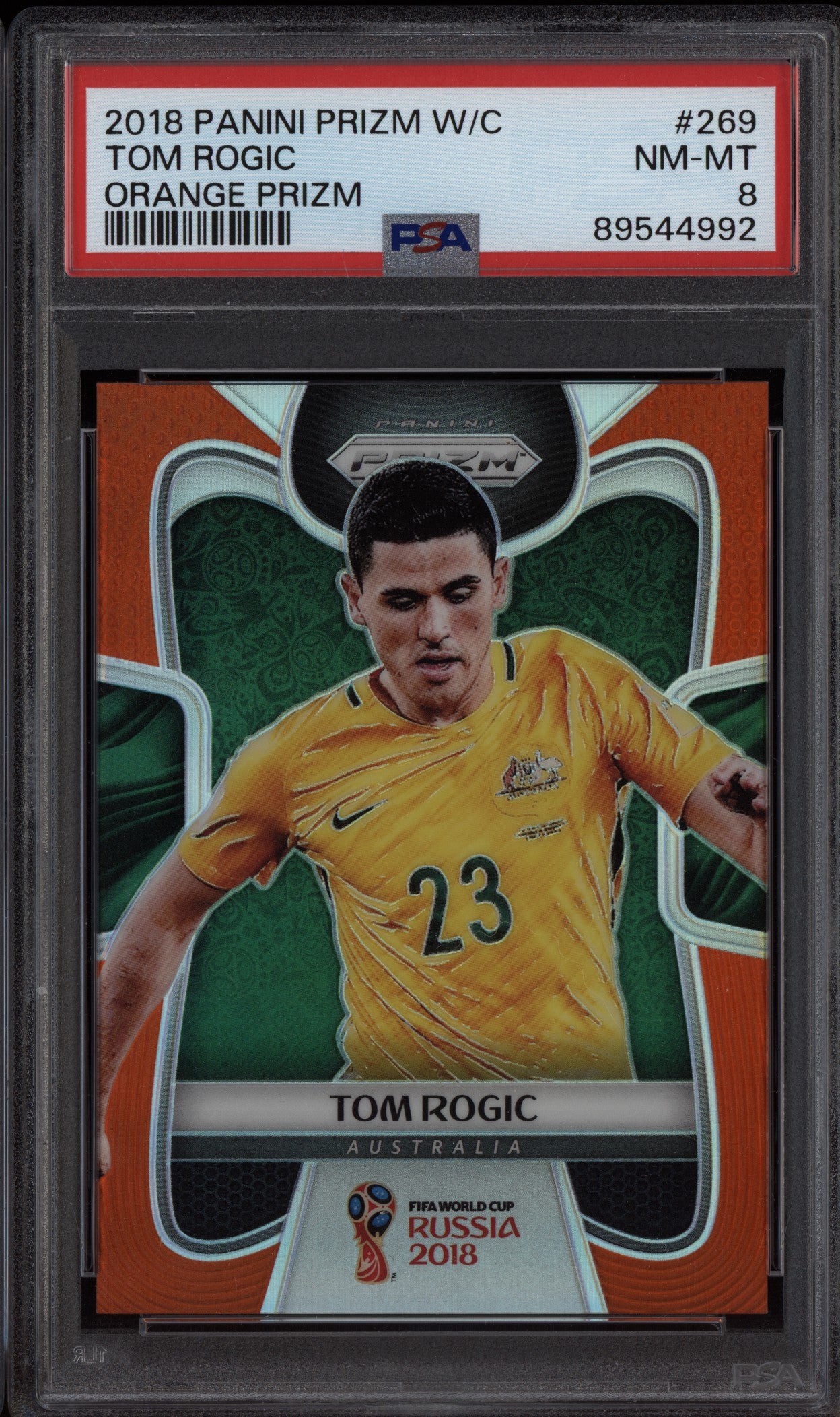 Tom Rogic 2018 Panini Prizm World Cup Orange 58/65 PSA 8