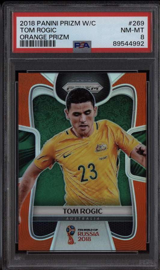 Tom Rogic 2018 Panini Prizm World Cup Orange 58/65 PSA 8