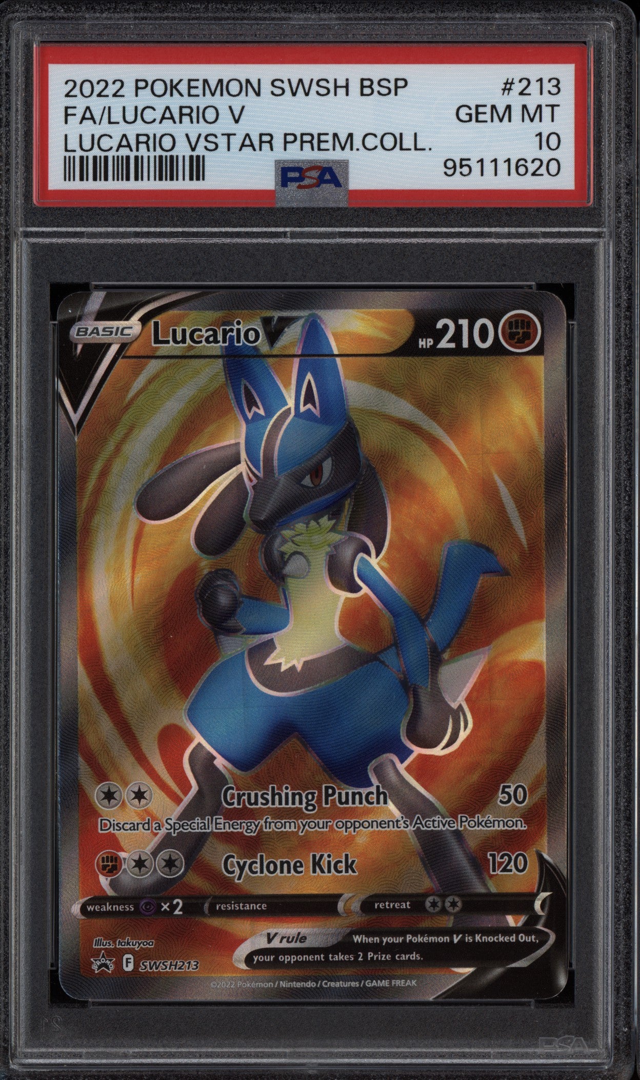 Lucario V 2022 Pokemon Lucario VStar Premium Collection Full Art SWSH213 PSA 10