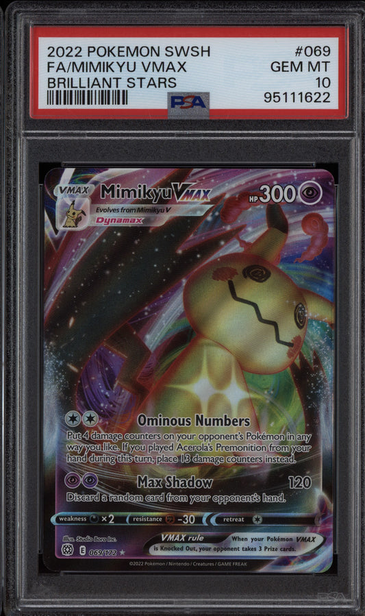 Mimikyu Vmax 2022 Pokemon Brilliant Stars Full Art 069/172 PSA 10