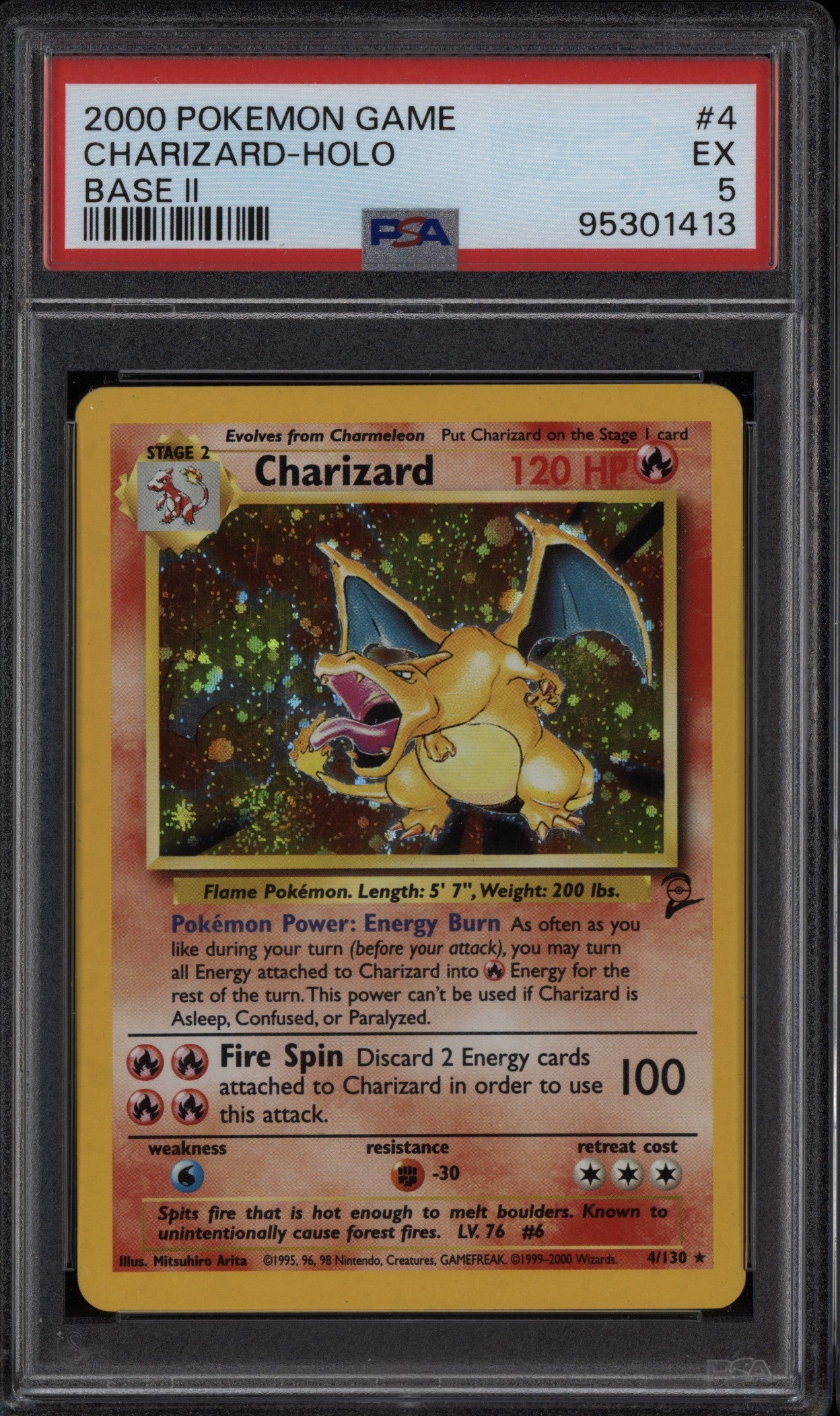Charizard 2000 Pokemon Game Base II Holo 4/130 PSA 5
