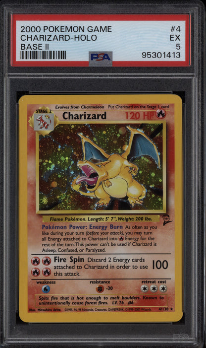 Charizard 2000 Pokemon Game Base II Holo 4/130 PSA 5