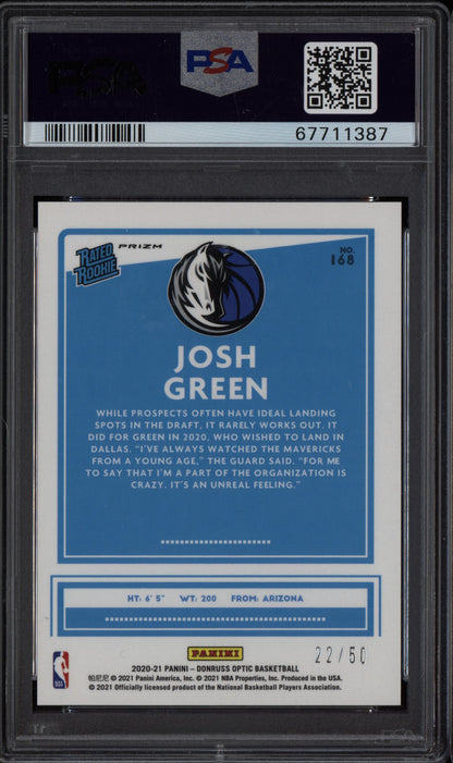 Josh Green 2020-21 Panini Donruss Optic Fast Break Blue RC 22/50 PSA 10