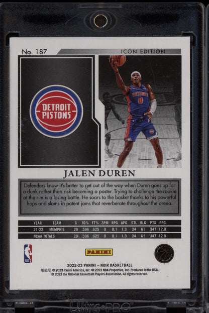 Jalen Duren 2022-23 Panini Noir Platinum Icon Edition RC 1/1