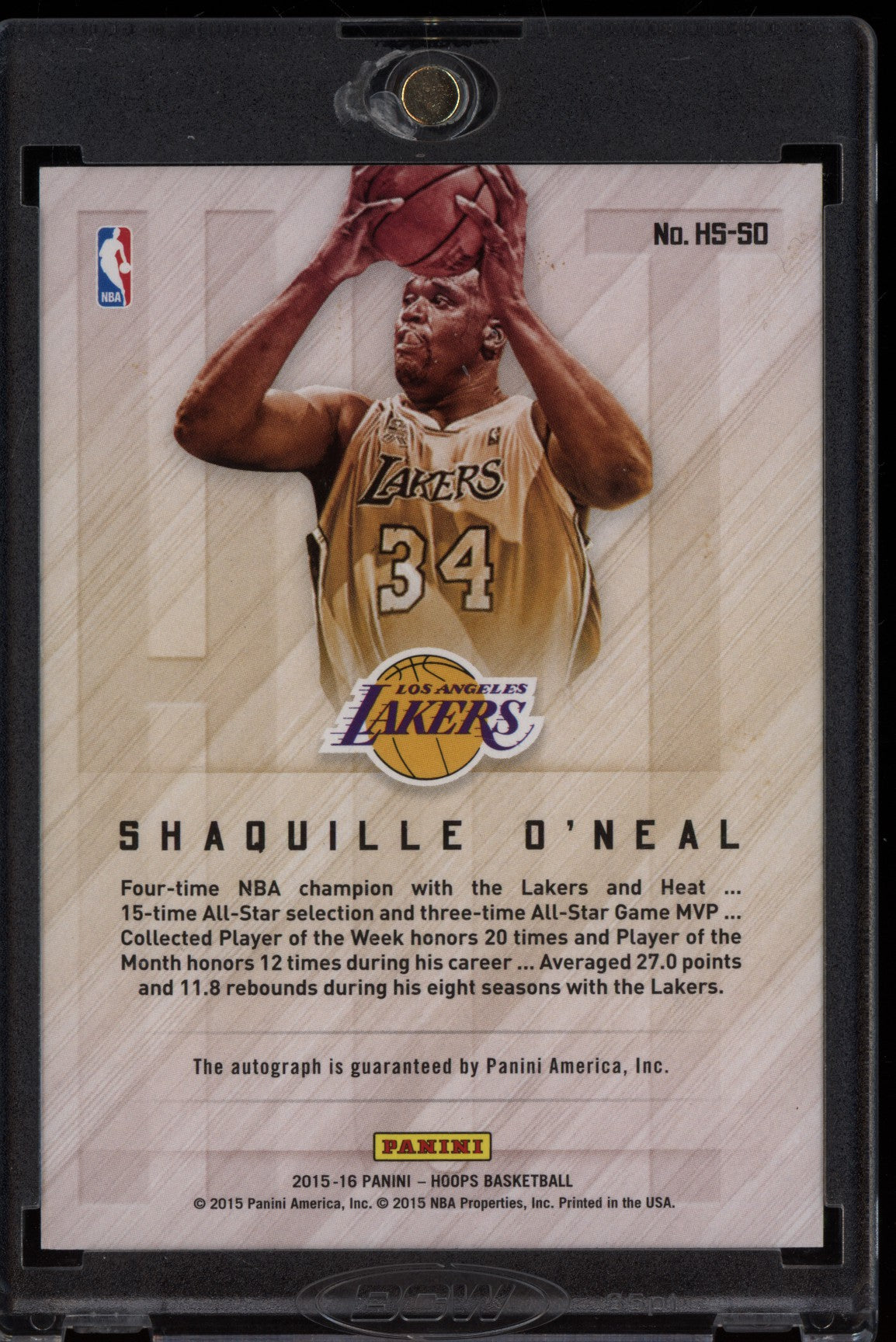 Shaquille O'Neal 2015-16 Panini Hoops Hot Signatures Auto
