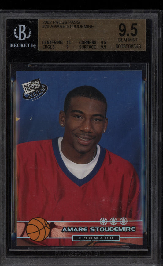 Amar'e Stoudemire 2002-03 Press Pass  Rookie RC BGS 9.5