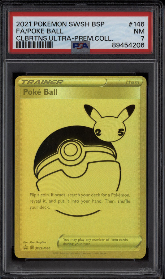 Poke Ball 2021 Pokemon  Celebrations UPC Black Star Promo SWSH146 PSA 7