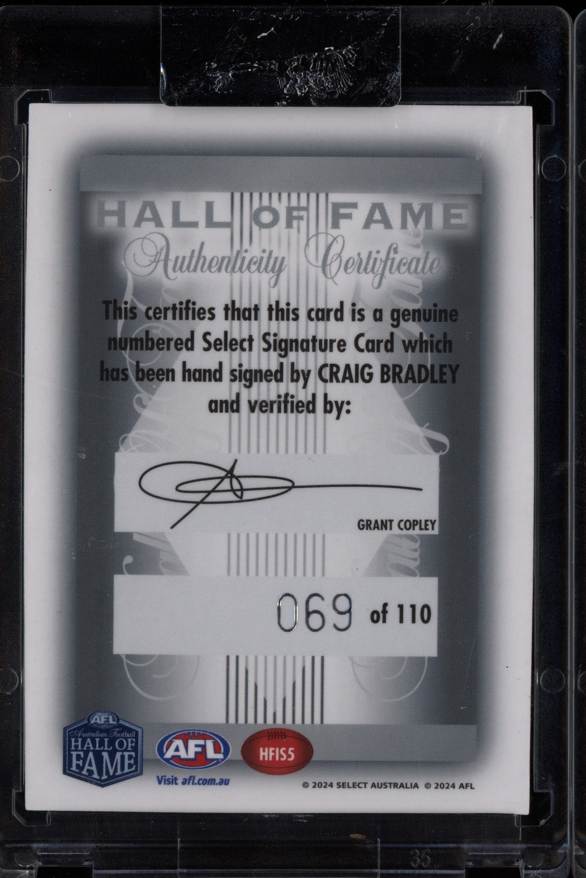 Craig Bradley 2024 Select Legacy Ultimate Hall of Fame Inductee Signature 69/110