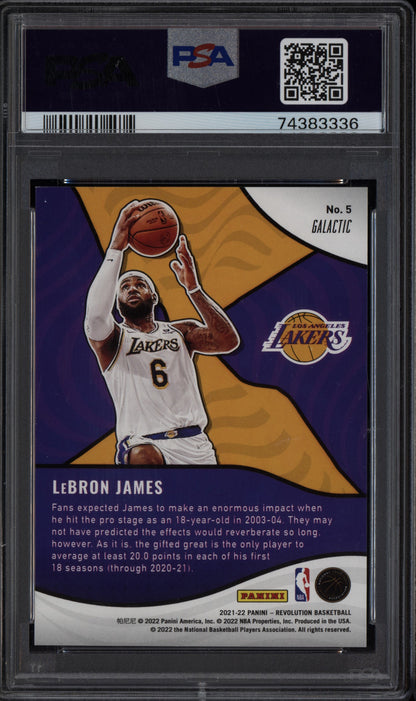 LeBron James 2021-22 Panini Revolution Shock Wave Galactic PSA 9