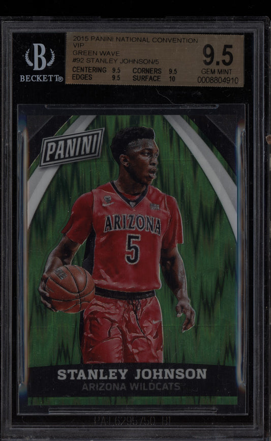 Stanley Johnson 2015 Panini The National Green Wave Jersey Number RC 5/5 BGS 9.5