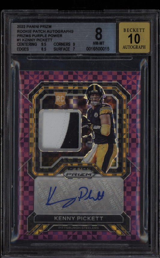 Kenny Pickett 2022 Panini Prizm Rookie Patch Auto Purple Power RC /49 BGS 8 / 10