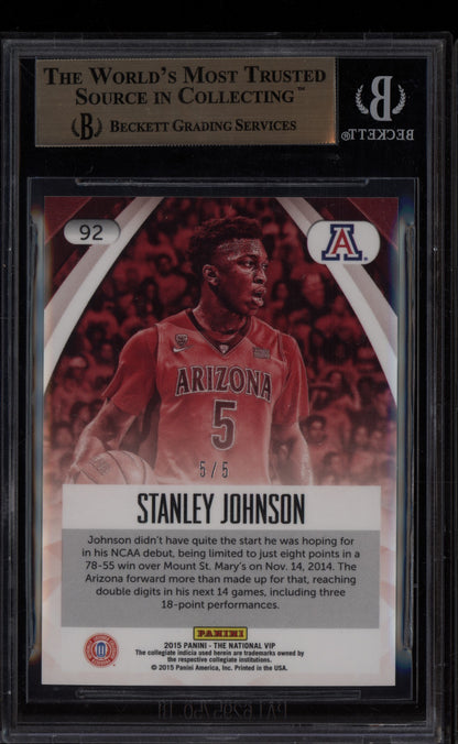 Stanley Johnson 2015 Panini The National Green Wave Jersey Number RC 5/5 BGS 9.5