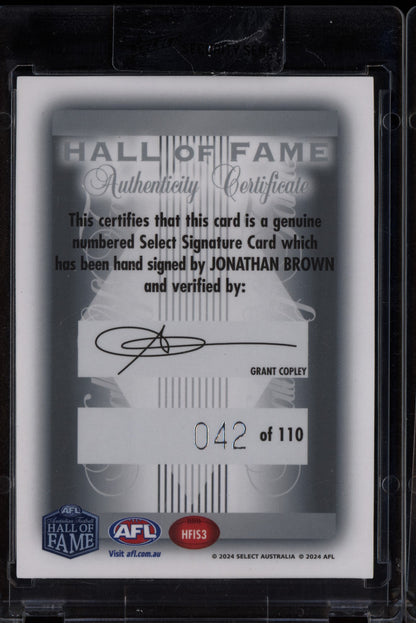 Jonathan Brown 2024 Select Legacy Ultimate Hall of Fame Inductee Signature /110
