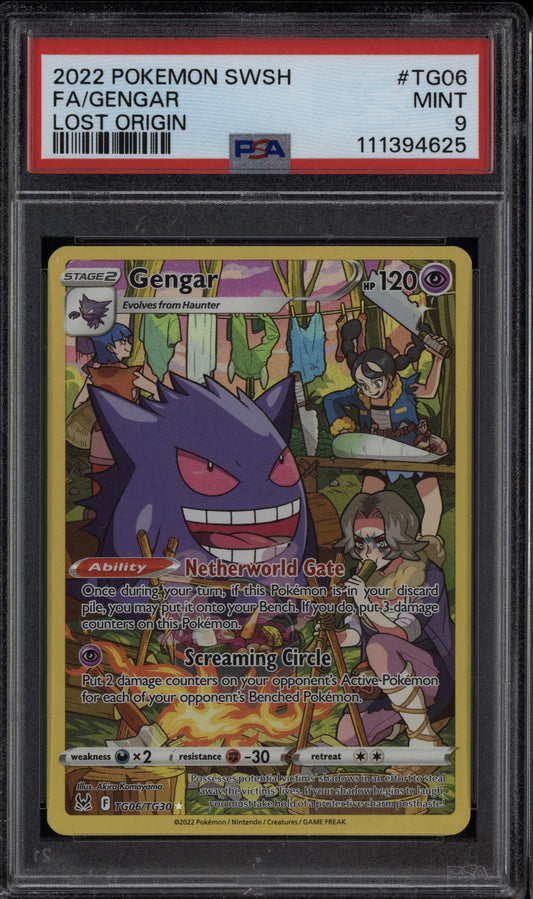 Gengar 2022 Pokemon Sword & Shield Lost Origin Full Art TG06/TG30 PSA 9
