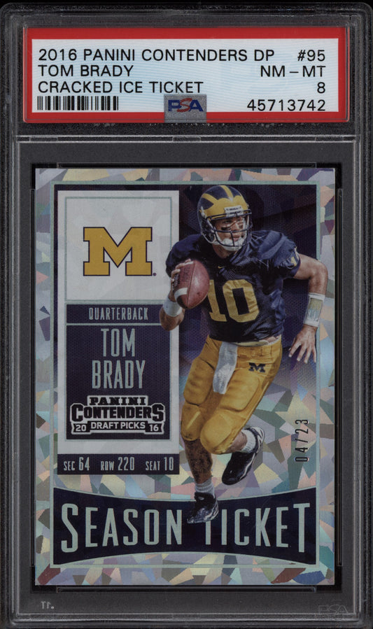 Tom Brady 2016 Panini Contenders Draft Cracked Ice Ticket 4/23 PSA 8