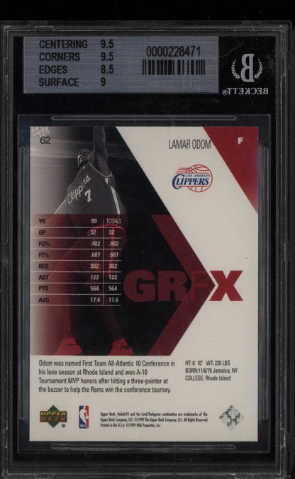 Lamar Odom 1999-00 Upper Deck HoloGrFX Rookie GRFX RC BGS 9