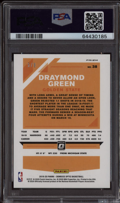 Draymond Green 2019-20 Panini Donruss Optic Black Gold Choice 5/8 PSA 8