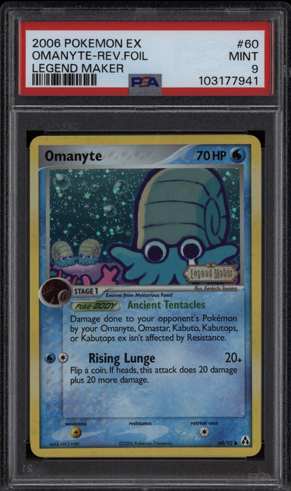 Omanyte 2006 Pokemon EX Legend Maker Reverse Foil 60/92 PSA 9