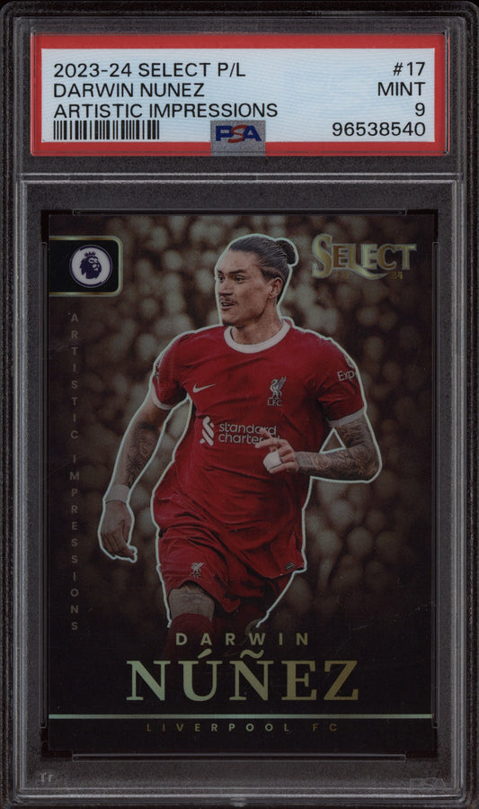 Darwin Nunez 2023-24 Panini Select Premier League Artistic Impressions PSA 9