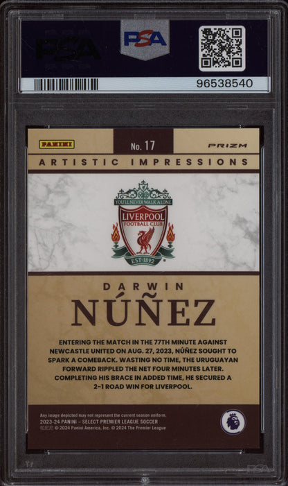 Darwin Nunez 2023-24 Panini Select Premier League Artistic Impressions PSA 9