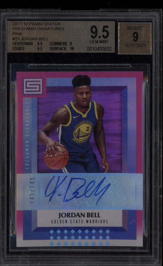 Jordan Bell 2017 Panini Status Freshman Signatures Pink Auto RC /149 BGS 9.5/9