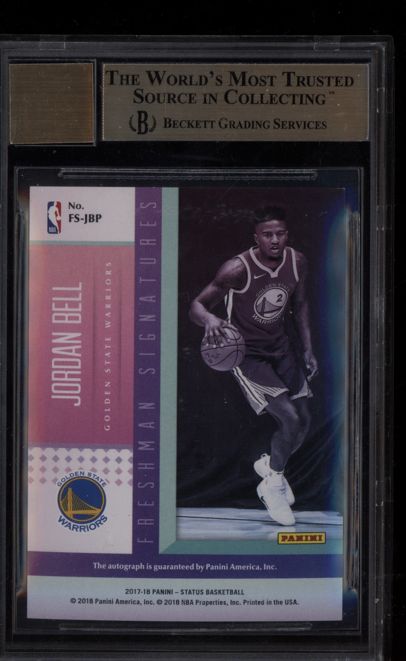 Jordan Bell 2017 Panini Status Freshman Signatures Pink Auto RC /149 BGS 9.5/9