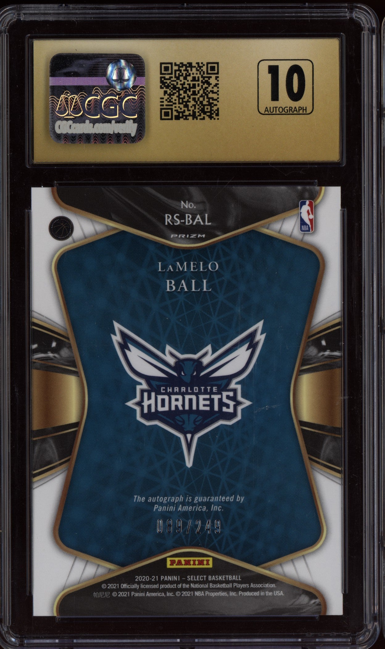 LaMelo Ball 2020-21 Panini Select Rookie Signatures Auto RC 89/249 CGC 10