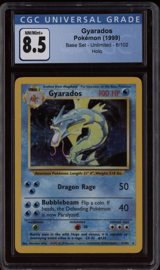 Gyarados 1999 Pokemon Base Set Holo 6/102 CGC 8.5