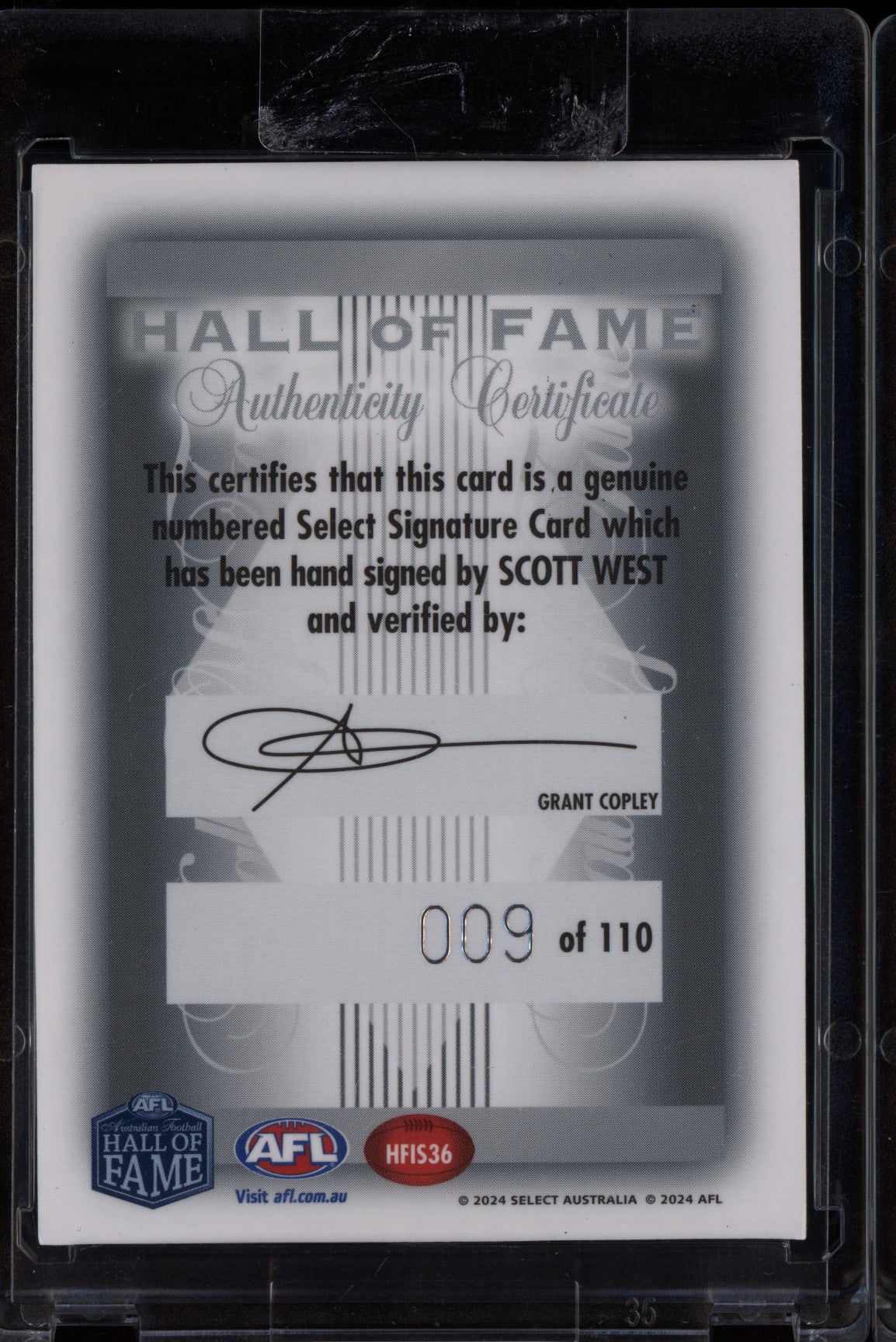 Scott West 2024 Select Legacy Hall of Fame Inductee Signature Low 009/110