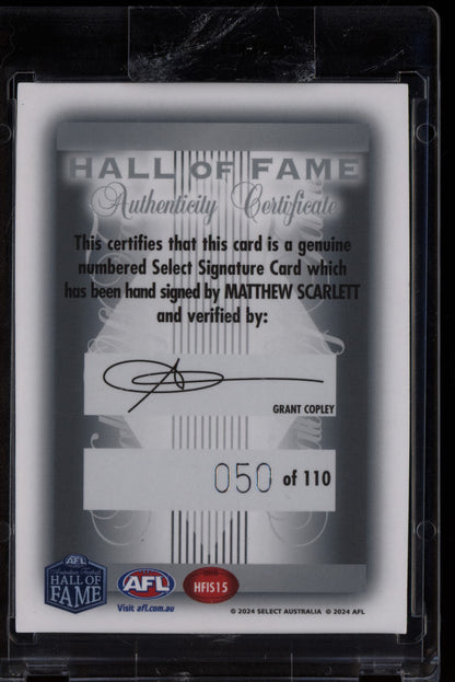 Matthew Scarlett 2024 Select Legacy Hall of Fame Inductee Signature 50/110