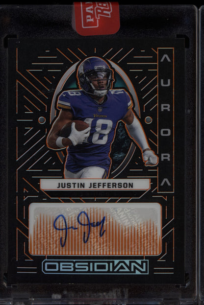 Justin Jefferson 2022 Panini Obsidian Aurora Auto Orange 14/25