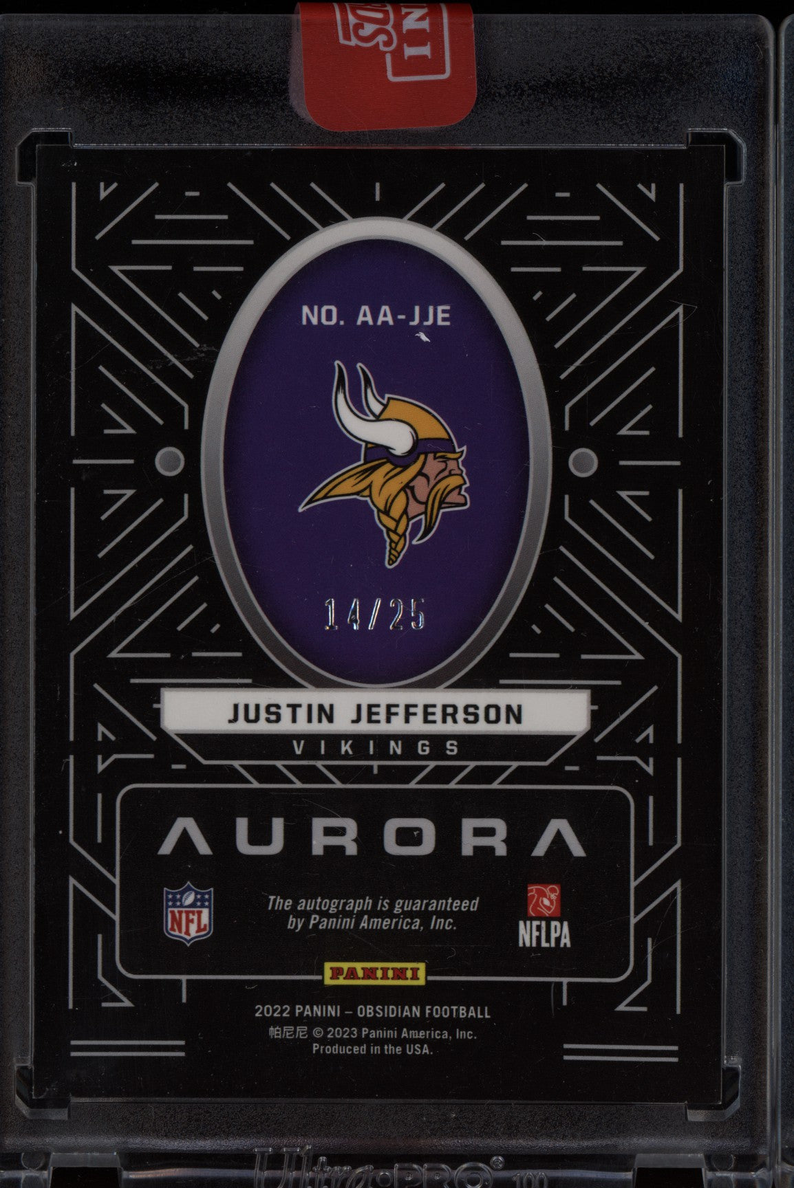 Justin Jefferson 2022 Panini Obsidian Aurora Auto Orange 14/25