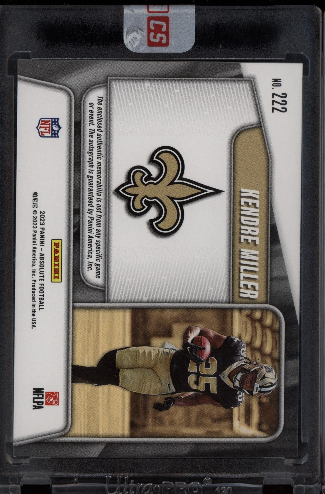 Kendre Miller 2023 Panini Absolute Rookie Quad Jersey Football Auto RC 64/99