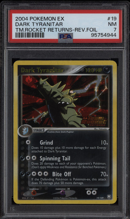Dark Tyranitar 2004 Pokemon EX Team Rocket Returns Reverse Foil 19/109 PSA 7