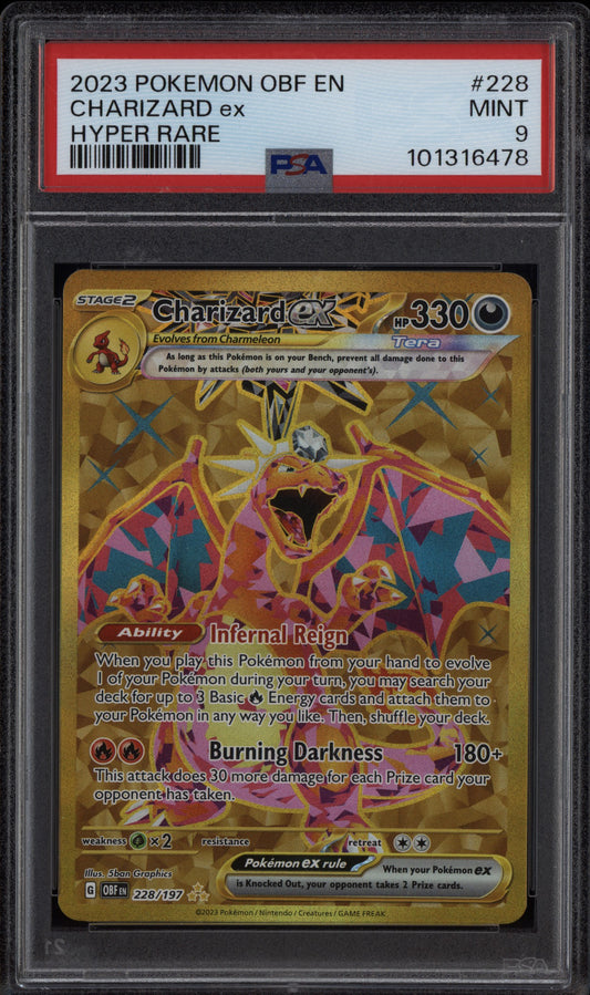Charizard ex 2023 Pokemon Obsidian Flames Hyper Rare 228/197 PSA 9