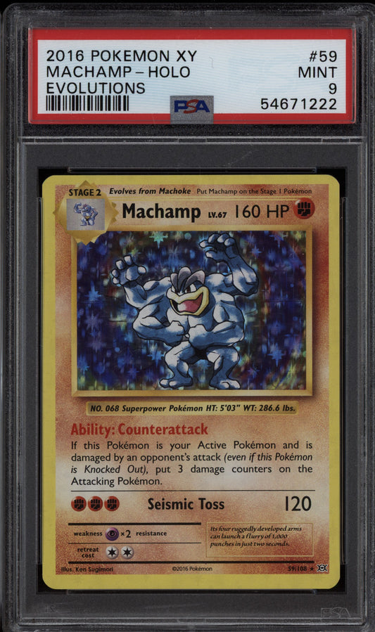 Machamp 2016 Pokemon XY Evolutions Holo 59/108 PSA 9