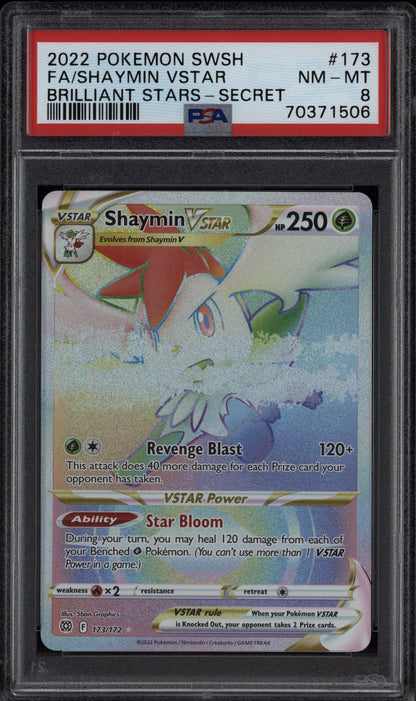 Shaymin Vstar 2022 Pokemon Sword & Shield Brilliant Stars Secret 173/172 PSA 8