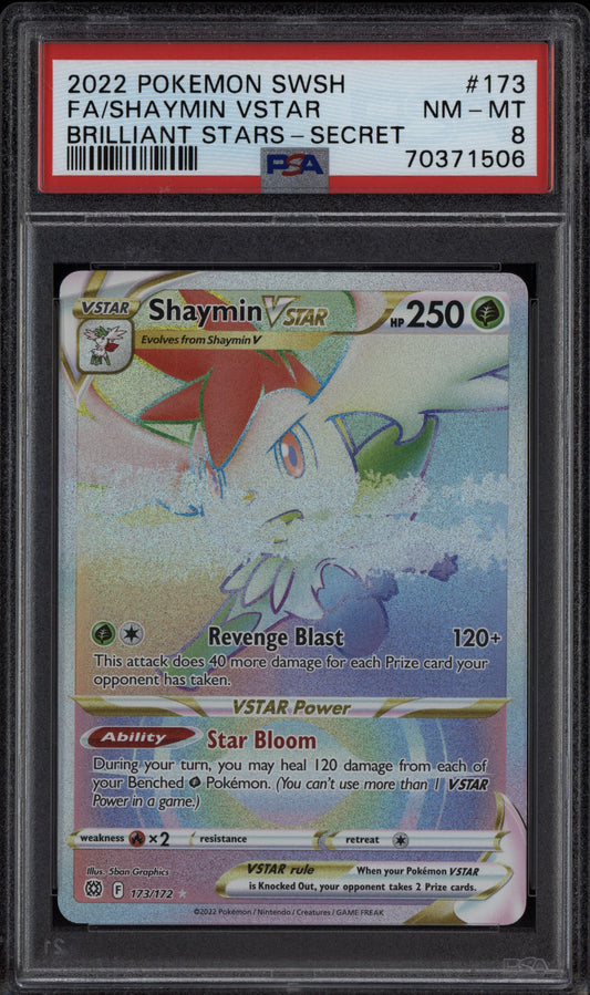 Shaymin Vstar 2022 Pokemon Sword & Shield Brilliant Stars Secret 173/172 PSA 8