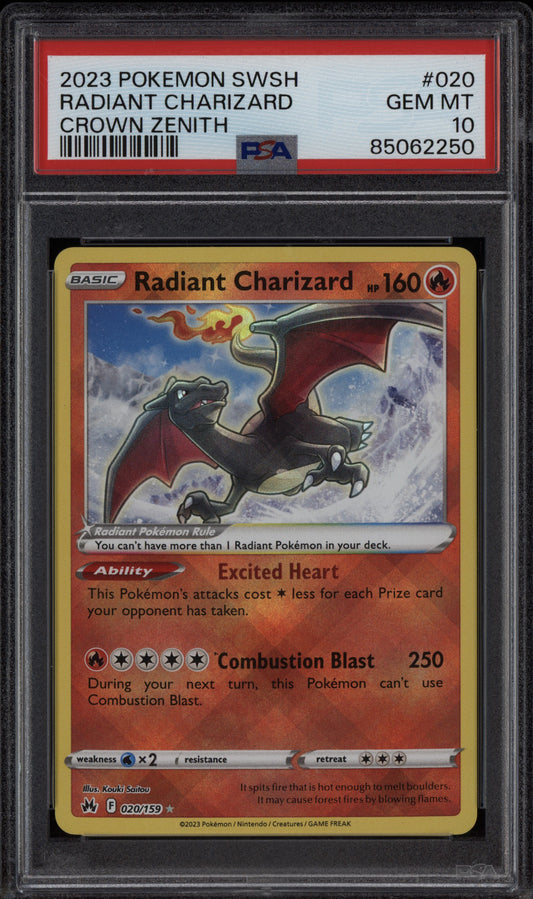 Radiant Charizard 2023 Pokemon Sword & Shield Crown Zenith 020/159 PSA 10