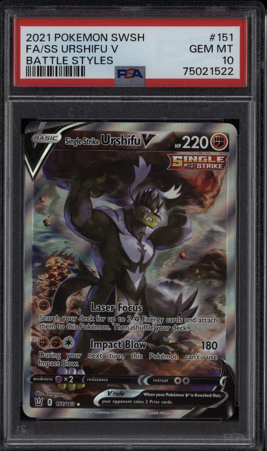 Single Strike Urshifu V 2021 Pokemon Sword & Shield Battle Styles 151/163 PSA 10