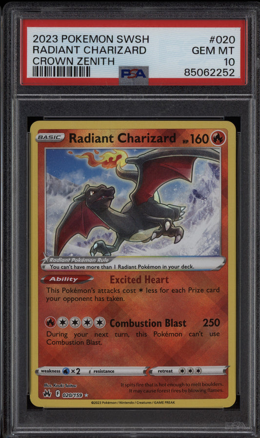 Radiant Charizard 2023 Pokemon Sword & Shield Crown Zenith 020/159 PSA 10