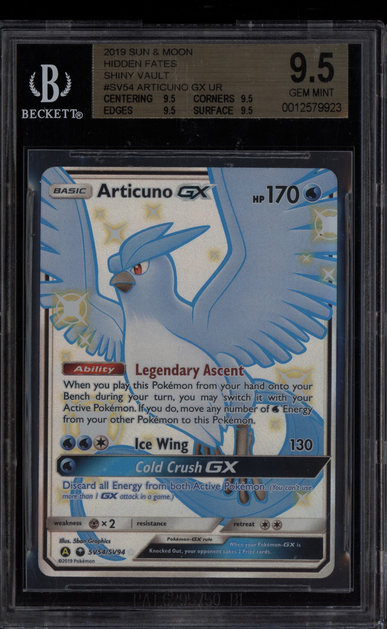 Aricuno GX 2019 Pokemon Sun & Moon Hidden Fates SV54/SV94 BGS 9.5