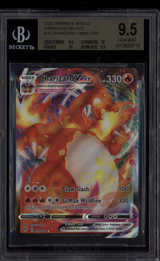 Charizard Vmax 2020 Pokemon Sword & Shield Darkness Ablaze 020/189 BGS 9.5