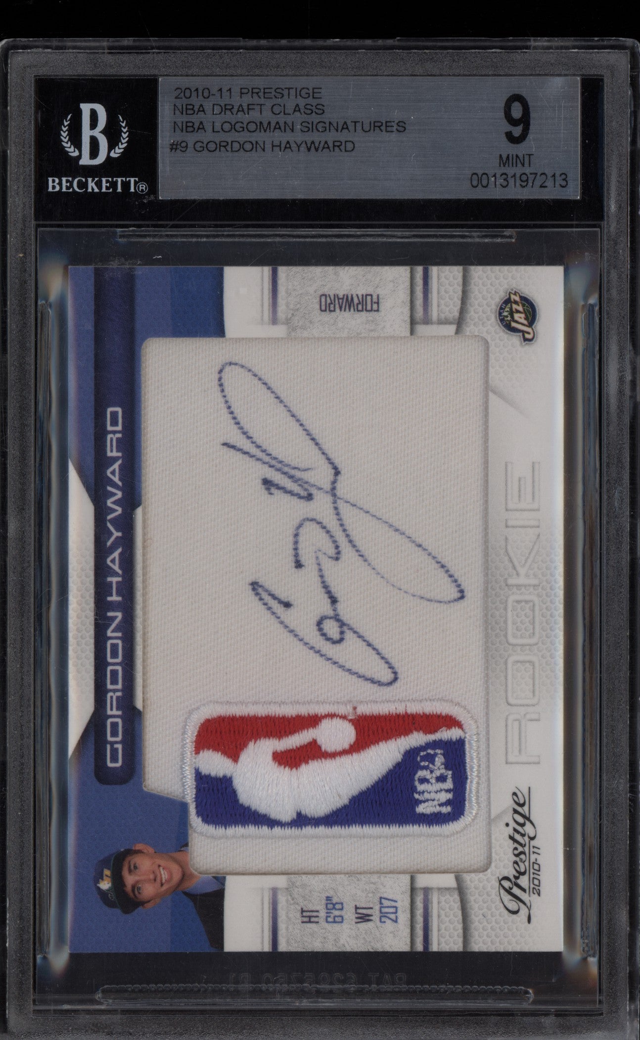 Gordon Hayward 2010-11 Panini Prestige Logoman Signatures Auto RC 10/10 BGS 9/10